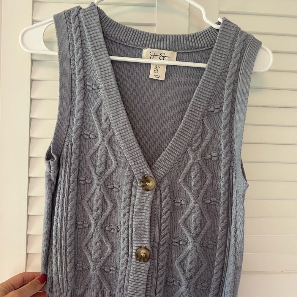 Jessica Simpson Gray Cable Knit Sweater Vest